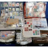 Stamps, 5 boxes of GB and foreign used stamps mostly sorted by value together with a stockbook of