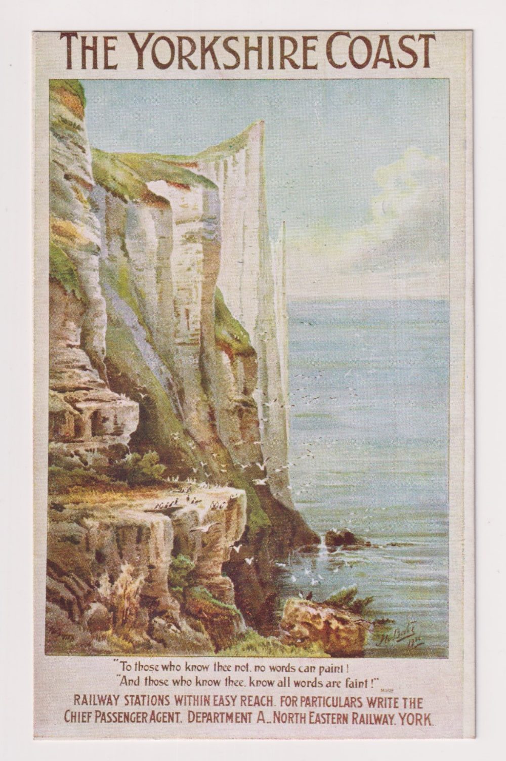 Postcard, North Eastern Railway poster advert No.14 Yorkshire Cliffs (vg) (1)