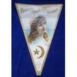 Tobacco advertising, USA, Duke's, large card pennant, approx. 50cm x 34cm, illustrated with image of