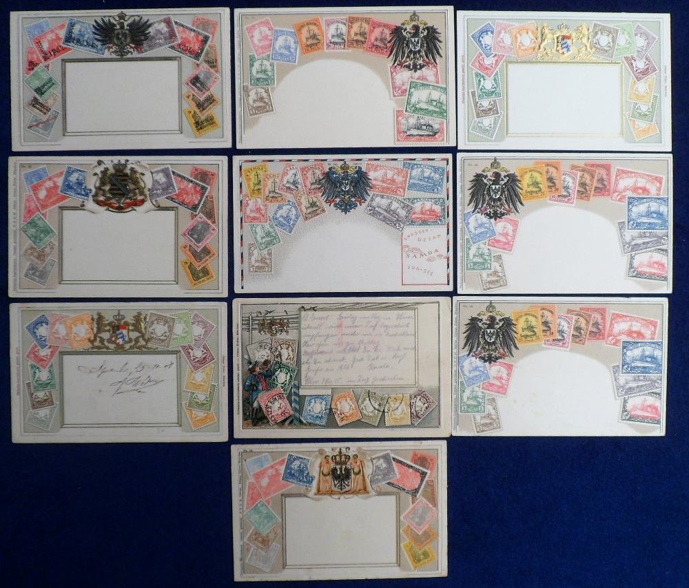 Postcards, German Colonies & States, embossed stamp cards inc. Bavaria, Morocco, Samoa, South West