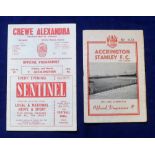 Football programmes, Accrington Stanley 1961-62, last two home & away match programmes before