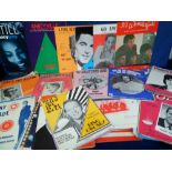 Music, approx. 350 mostly 1950s and 60s music scores to include Johnny Cash, Perry Como, Tommy