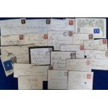 Stamps Collection of 18 covers, pre-stamp, QV-QEII including 1d blacks dated 28 Dec1840 and 18 Jan