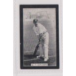 Cigarette card, Smith's, Champions of Sport (Blue back), Cricket, type card, J.T. Brown,
