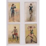 Cigarette cards, USA, Gail & Ax, Bicycle & Trick Riders, 'X' size, 4 cards, Easy Riding, Posed on