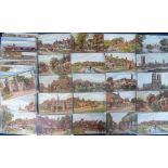 Postcards, A R Quinton, a collection of approx. 80 artist-drawn UK views, inc. street scenes &