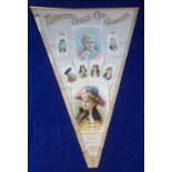 Tobacco advertising, USA, Duke's, large card pennant, approx. 50cm x 34cm, illustrated with cards