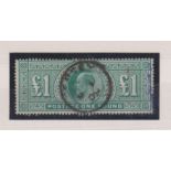 Stamps GB KEVII £1 green used SG266 cat £825