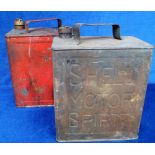 Collectables, 2 Vintage Petrol Cans, one Shell Mex 3/-with embossed Shell Motor Spirit logo and