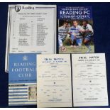 Football programmes, Reading v Tottenham Hotspur, 5 home programmes, Friendlies 11 Aug 1961 & 11 Aug