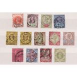 Stamps GB QV 1887-92 Jubilee basic set of 12 with additional 3d used