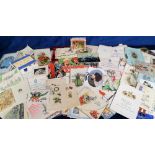 Vintage Greetings Cards, a collection of late 19th early 20thC cards to include velvet,