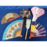 Advertising Fans, 6 paper fans to include BOAC, Luce's Face Powder, Zandra Rhodes Shoes, Gerard