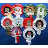 Football rosettes, a collection of ten 1960'/70's International rosettes inc. England (x3, two