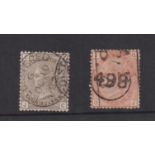 Stamps GB QV 1880/3 4d grey-brown and 1/- orange used SG160 & SG 163 cat £245