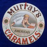 Trade advertising, USA, Murray's Caramels, circular display advert illustrated with child with box