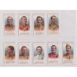 Cigarette cards, Taddy, V C Heroes, Boer War, (61 - 80), 9 cards nos 63, 67, 71, 72, 73, 74, 75,