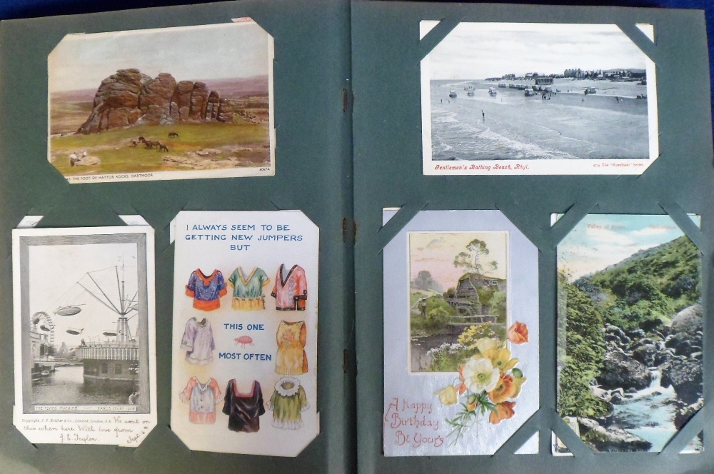 Postcards, a vintage album containing approx. 200 cards inc. UK topographical, theatre, greetings - Image 2 of 4