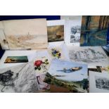 Original Artwork, a collection of 75+ original artworks (pencil sketches and watercolours) dating