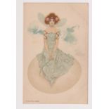 Postcard, Raphael Kirchner, girl on egg Dell'Aquilla D.24-2 by P.M. & Co. UB (slight acm gd)