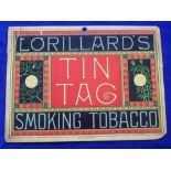 Tobacco advertising, USA, Lorillard, rectangular shop display advert for 'Tin Tag Smoking