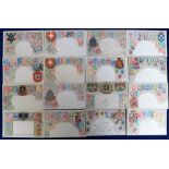 Postcards, Stamp Cards, mostly embossed, some by Zieher, West & Eastern Europe inc. France,