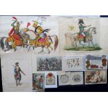 Russian Ephemera, vintage labels, postcards, prints inc. hand coloured print 'Alexander 1st