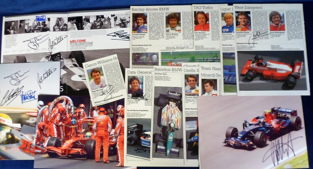 Autographs, Motor racing, Formula One, selection of signed pages removed from a Formula One Grand