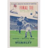 Football programme, Blackpool v Newcastle FAC Final 1951 (rusty staples, pencil team changes, gd)