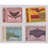 Cigarette packets, four packets (hulls only), each for twenty cigarettes, Hignett's Golden