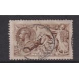 Stamps GB KGV 1913 2/6 Seahorse used SG408 cat £250 has NW corner crease