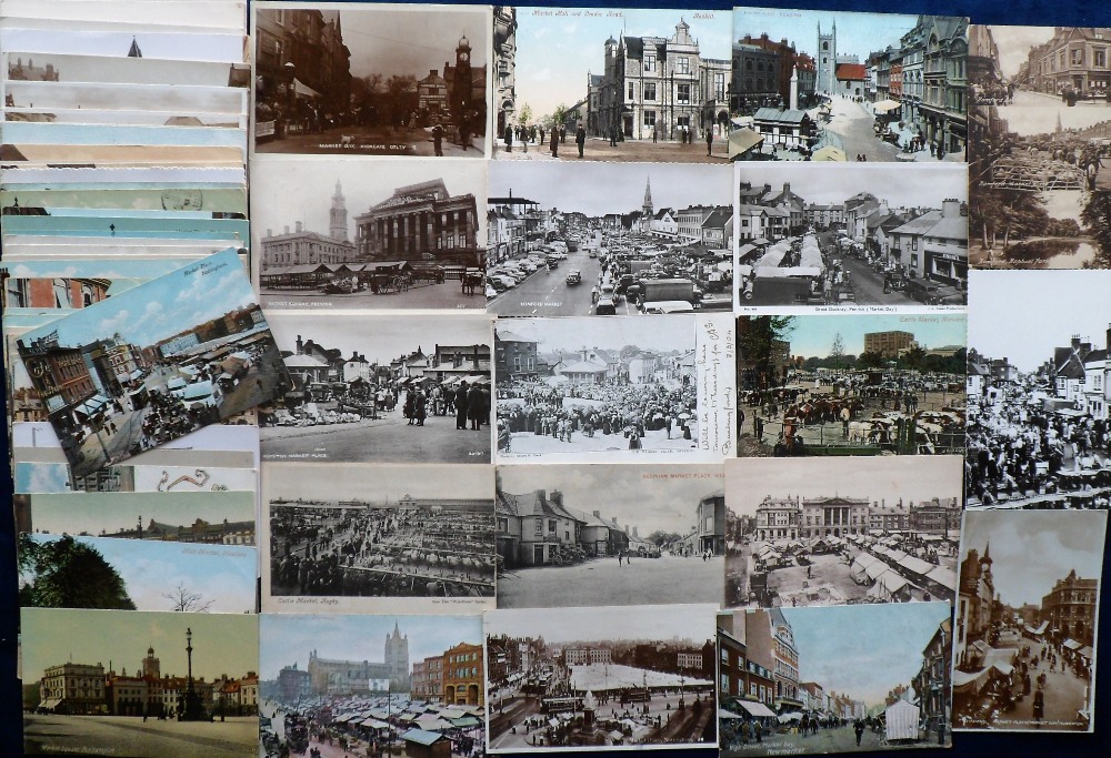 Postcards, a further selection of approx. 110 cards of UK markets and market places with RP's of - Image 3 of 3