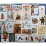 Christmas Greetings Cards, pre 1905 inc. stand ups, die cut, shapes, embossed, deckle edged subjects