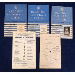 Football programmes, Reading FC home matches v West Ham Reserves 9 April 1956 (single sheet, tc &