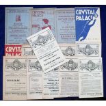 Football programmes, Crystal Palace, a collection of 15 1950's home programmes, inc. West Ham