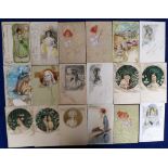 Postcards, Glamour, Art Nouveau, Girl's Heads, Floral, Embossed, chromos, Tucks Fantasy, some UB (