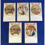 Trade cards, Liebig, Lemco Coronation Postcards, ref D2 (4/6, 2 with printed advert to front)