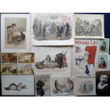 Ephemera, Cats, Victorian greetings cards, post cards (1 mechanical), 1905 cat pedigree form, prints