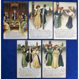 Postcards, a part set (5/6) suffragette comic cards published by Birn Bros Series E23 'This is the