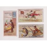 Cigarette cards, Hudden's, Comic Phrases, three cards, 'None but the Brave Deserve the Fare' (