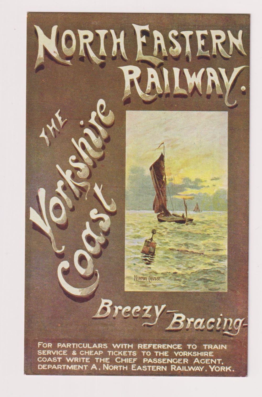 Postcard, North Eastern Railway poster advert No.4 Yorkshire Coast (vg) (1)