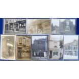 Postcards, a selection of 8 shop fronts inc. J Hillman's Stores Birmingham (printed), W Allen,