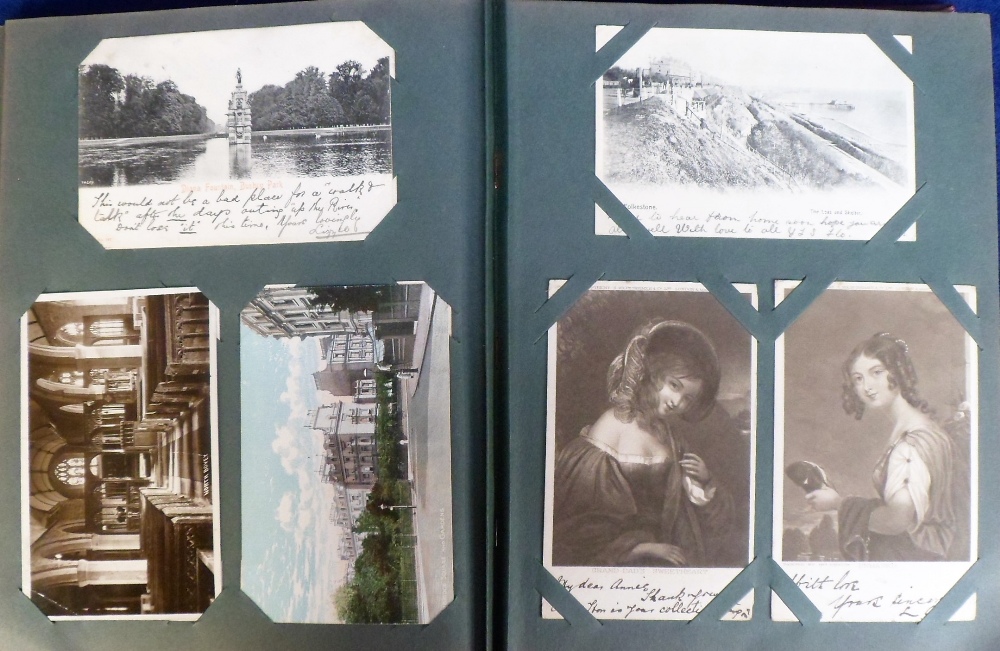 Postcards, a vintage album containing approx. 200 cards inc. UK topographical, theatre, greetings - Image 3 of 4