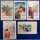 Postcards, Railway adverts, a collection of 5 cards mostly artist-drawn images all relating to