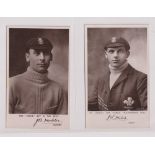 Cricket postcards, two photographic postcards issued by Force Bats showing player portraits of Hobbs