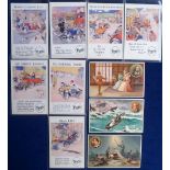 Postcards, a selection of 7 comic cards (plain backs) advertising Pratts fuel, illustrated by