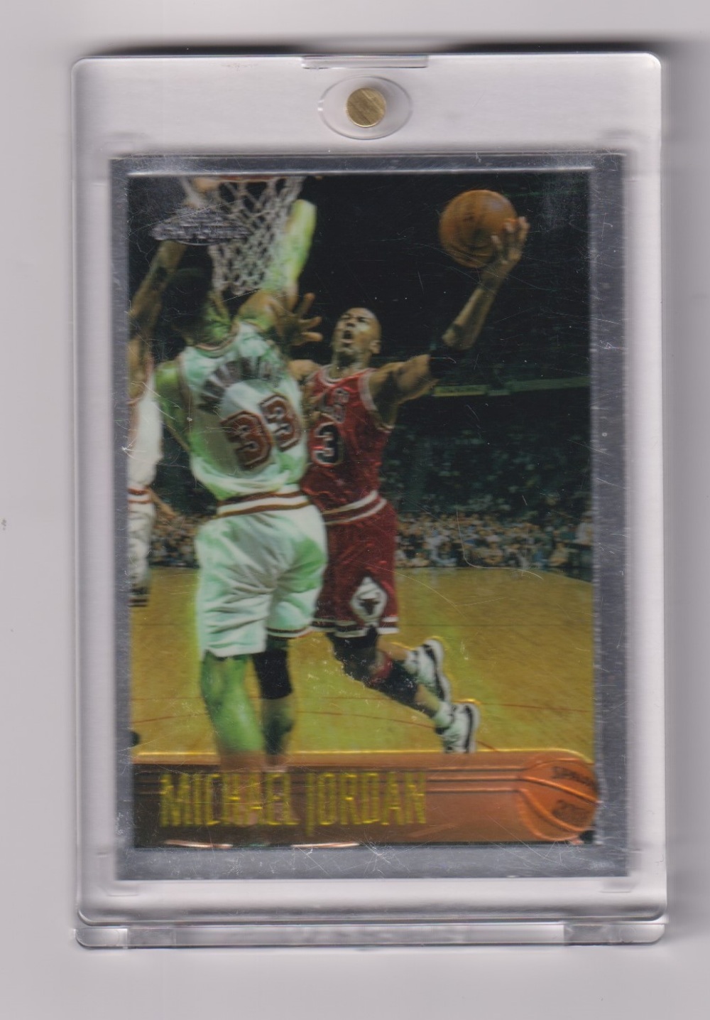 Trade card, Basketball, 1996 Topps, Michael Jordan, scarce chrome silver card, no 139 (vg) (1)
