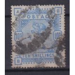 Stamp, GB QV 10s Ultramarine SG183 Used cat £525