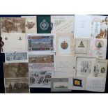 Military Christmas Cards, various styles, mainly WW1 inc. Rev. L. Mann H.M.S. Conqueror 1918,