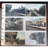 Rail, 8 postcards inc. Wreck of the Cromer Express (2) and 98 promotional and private photos and